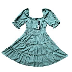 Green summer baby doll flowy dress